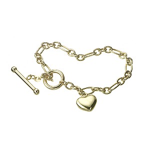 H Samuel 9ct Gold Belch Heart T-Bar Bracelet