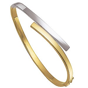 Unbranded Two-tone 9ct Gold Hinged Bangle