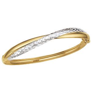 9ct Two Colour Gold Diamond Cut Russian Bangle