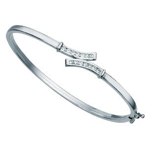 9ct White Gold Cubic Zirconia Bangle