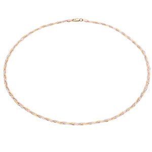 9ct herringbone gold necklace three colour plaited