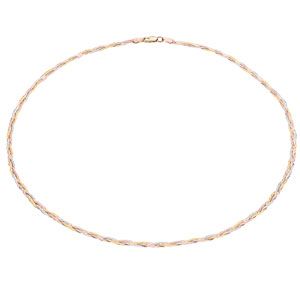 9ct Three-Colour Gold Herringbone Necklace