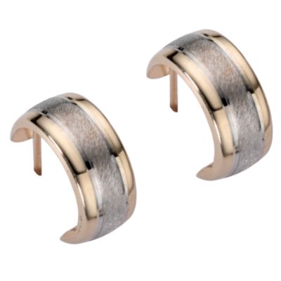 9ct gold two-colour matt and polished hoop earrings - Product number 4467620