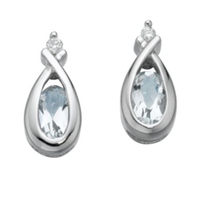 9ct white gold aquamarine diamond earrings