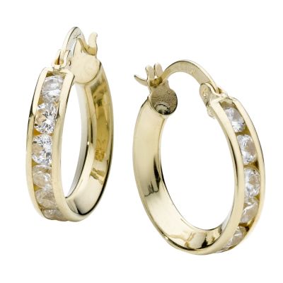 9ct gold cubic zirconia hoop earrings - Product number 4468465
