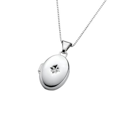 9ct white gold diamond locket - Product number 4468783