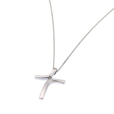 9ct white gold diamond curve cross pendant - Product number 4469240