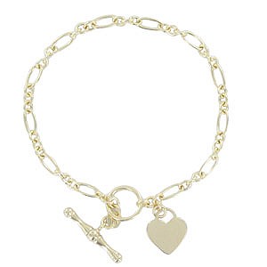 9ct gold Heart T-Bar Bracelet