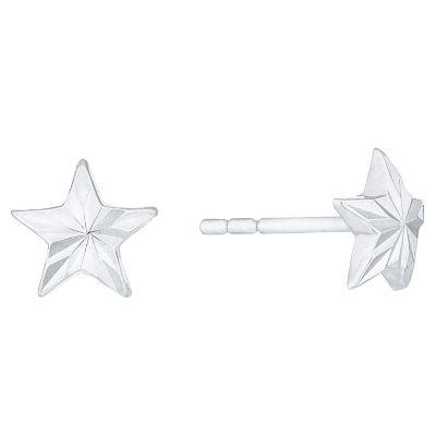 9ct White Gold Star Stud Earrings H.Samuel