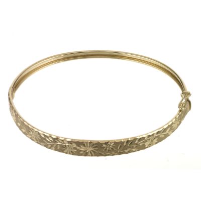 9ct Yellow Gold Diamond Cut Hinged Bracelet