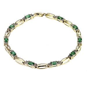 9ct gold Fifth Carat Emerald and Diamond Bracelet