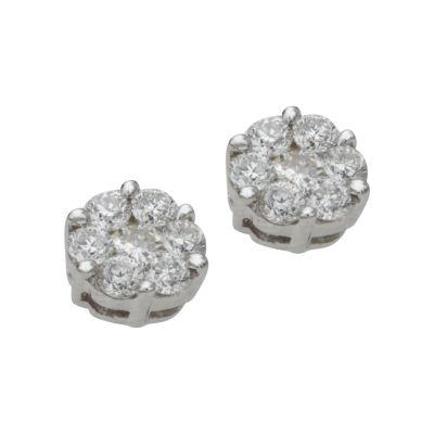 9ct white gold half carat diamond cluster earrings - Product number 4486471