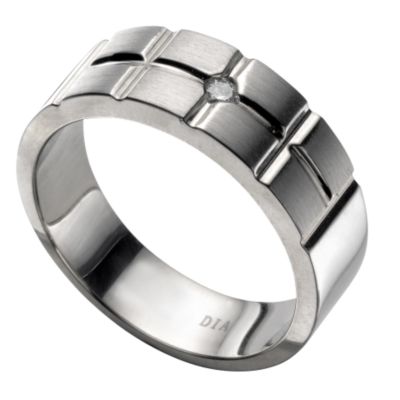Men's 9ct white gold diamond ring - Product number 4490223