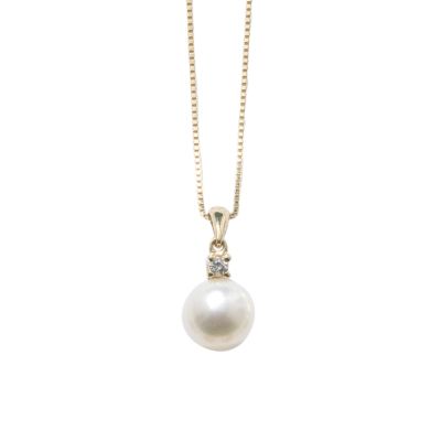 9ct gold cultured freshwater pearl and diamond pendant - Product number 4496477