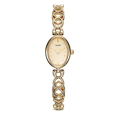 gold plated oval bracelet watch