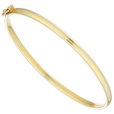 Kids 9ct Yellow Gold Plain Hinged Bangle H.Samuel