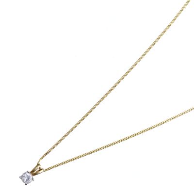 18ct Gold 1/4 Carat Diamond Solitaire Pendant