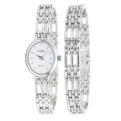Rotary ladies sterling silver watch and bracelet set