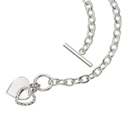 Sterling silver cubic zirconia disc heart bracelet - Product number 4511611