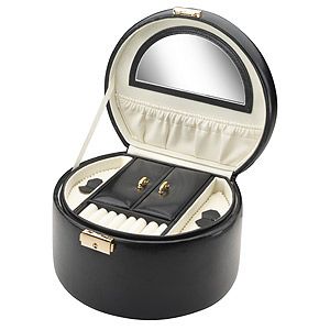 Round Black Leather Jewellery Box at H. Samuel