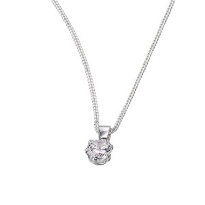 H Samuel Sterling Silver Claw Set Cubic Zirconia Pendant