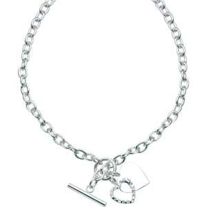 Cubic Zirconia Heart T-Bar Necklace