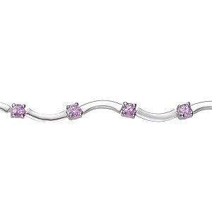 Silver Lavender Cubic Zirconia Wave Bracelet