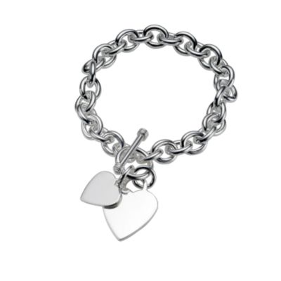 Sterling silver double heart tag bracelet - Product number 4537815
