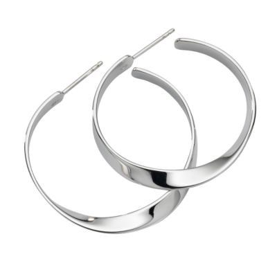 Sterling silver flat twisted hoop earrings - Product number 4537890