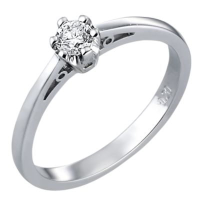 9ct White Gold 1/5 Carat Diamond Solitaire Ring