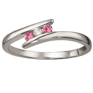 9ct White Gold Pink Sapphire & Diamond Ring