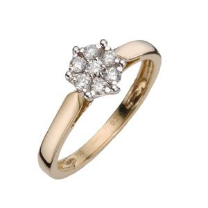 18ct Gold 1/4 Carat Diamond Cluster Ring