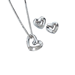 Unbranded 9ct White Gold Diamond Heart Pendant and
