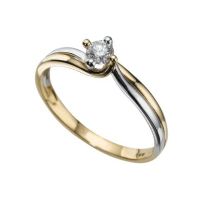 18ct two-colour fifteen point diamond solitaire ring