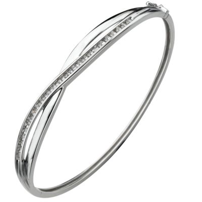 9ct white gold quarter carat diamond bangle - Product number 4553519