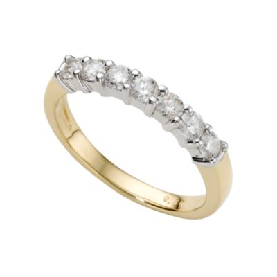 18ct two-colour gold half carat diamond half-eternity ring