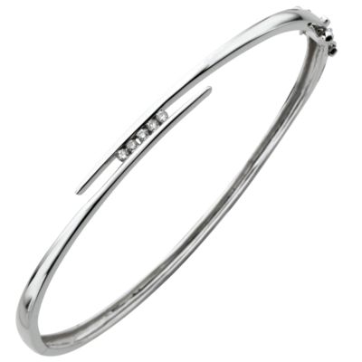 9ct white gold diamond bangle - Product number 4554345