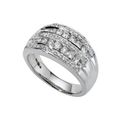18ct white gold one carat pave-set diamond ring