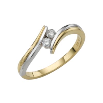 18ct two-colour gold fifteen point diamond two stone ring - Product number 4559479