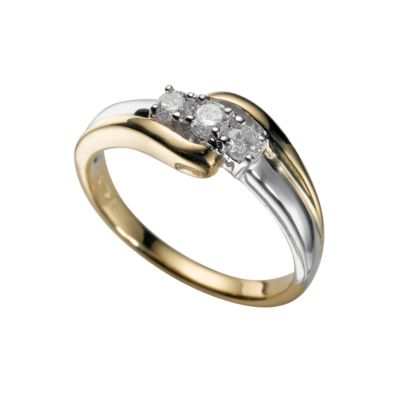 18ct two-colour gold quarter carat diamond three stone ring - Product number 4559991