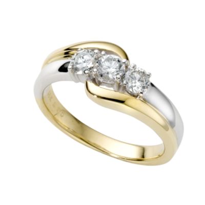 18ct two-colour gold half carat diamond three stone ring - Product number 4560124