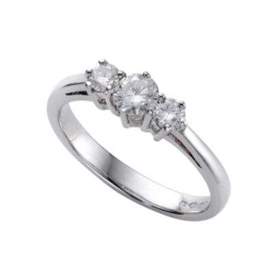 Platinum half carat diamond three stone ring