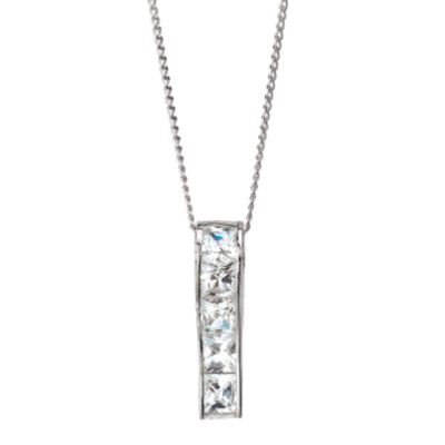 9ct White Gold Cubic Zirconia Bar Pendant - Product number 4567994