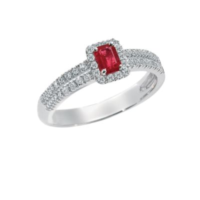 18ct white gold ruby and quarter carat diamond ring - Product number 4573269
