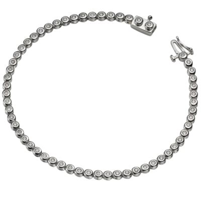 9ct white gold one carat diamond tennis bracelet - Product number 4573978