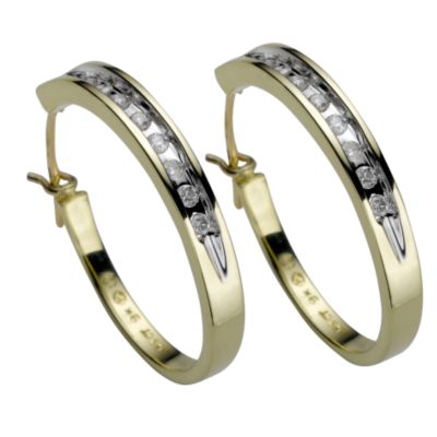 9ct gold quarter carat diamond hoop earrings - Product number 4574605