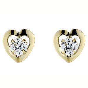 H Samuel 9ct Gold Cubic Zirconia Open Heart Stud Earrings