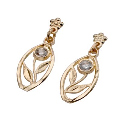 H Samuel 9ct Yellow Gold Cubic Zirconia 23mm Drop Earrings