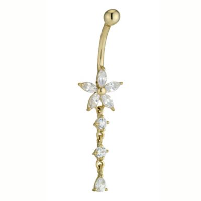 9ct gold Flower Belly Bar