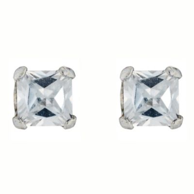 9ct White Gold Cubic Zirconia Square Stud Earrings